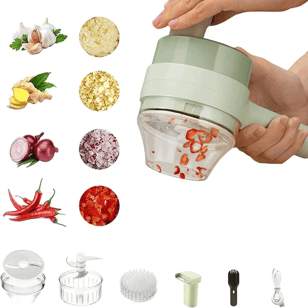 Triturador e Cortador de Legumes 4 em 1 Multifuncional Recarregável sem Fio