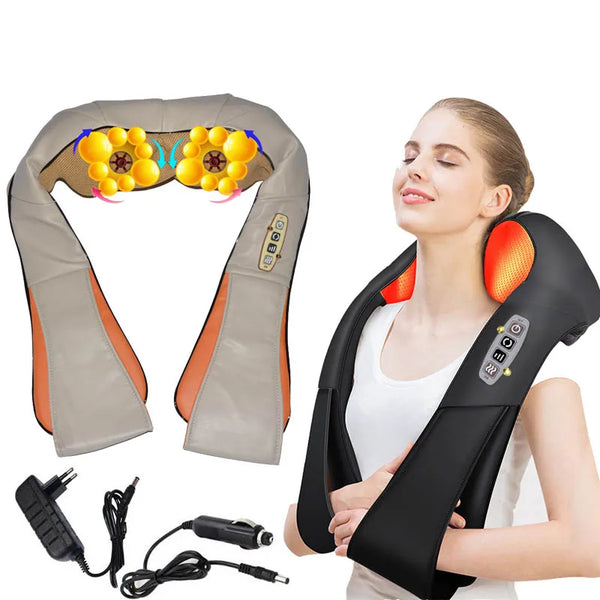 Massageador Shiatsu 3D De Pescoço Costas e Ombros Com Infravermelho Aquecido (Pode Usar Em Casa Ou No Carro)