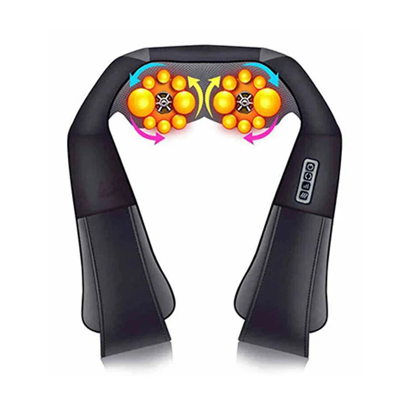 Massageador Shiatsu 3D De Pescoço Costas e Ombros Com Infravermelho Aquecido (Pode Usar Em Casa Ou No Carro)