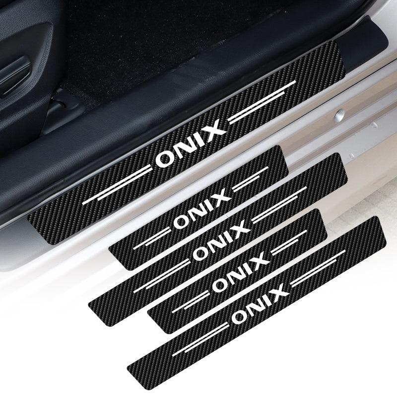 4 Peças Soleira Fibra De Carbono Adesivo - Sticker Carbon™