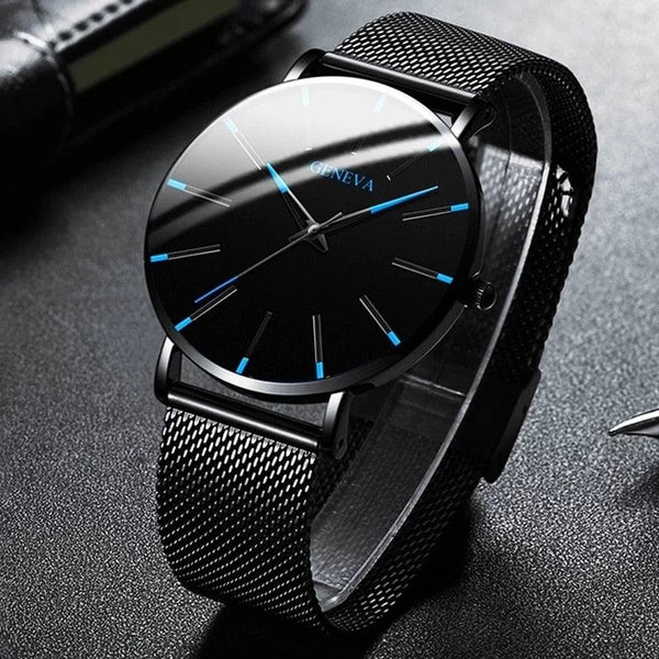 Relógio De Quartzo Geneva Elegante Minimalista Black