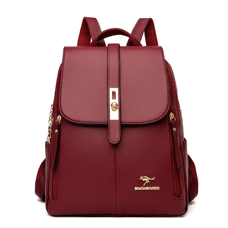 Mochila de Couro Casual Vintage