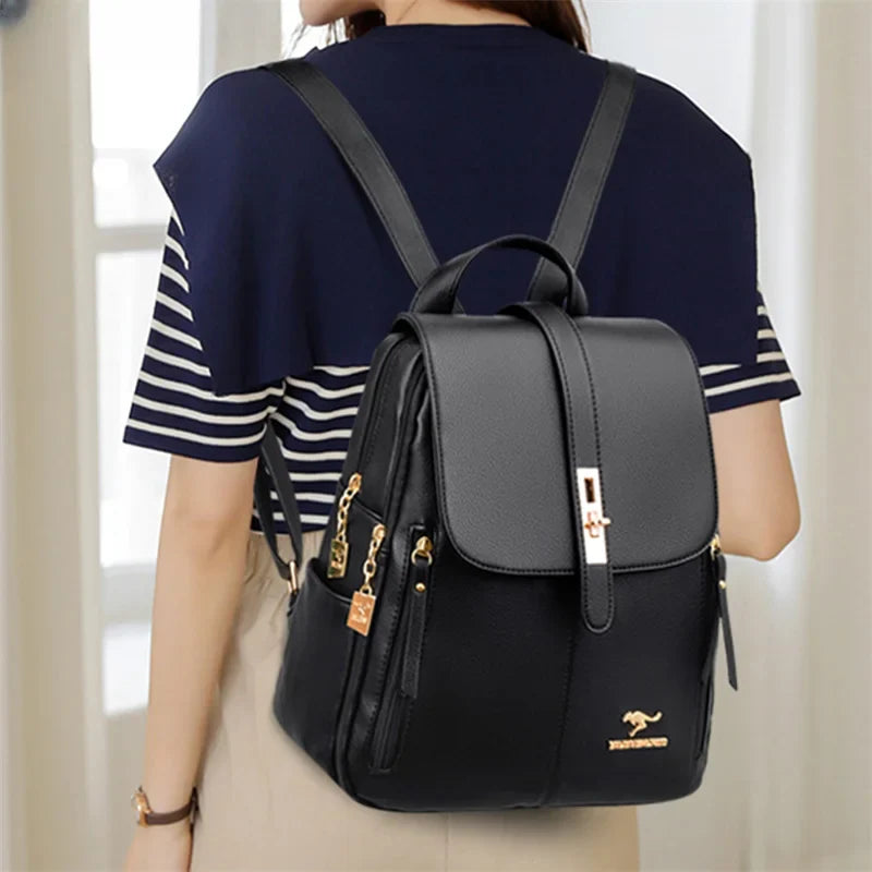 Mochila de Couro Casual Vintage