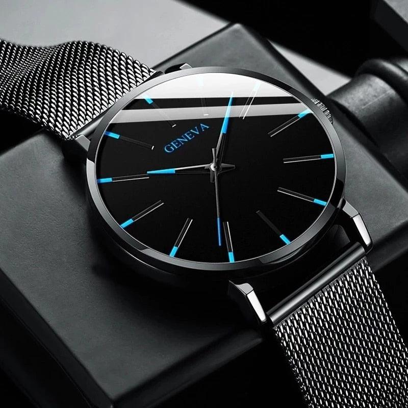 Relógio De Quartzo Geneva Elegante Minimalista Black
