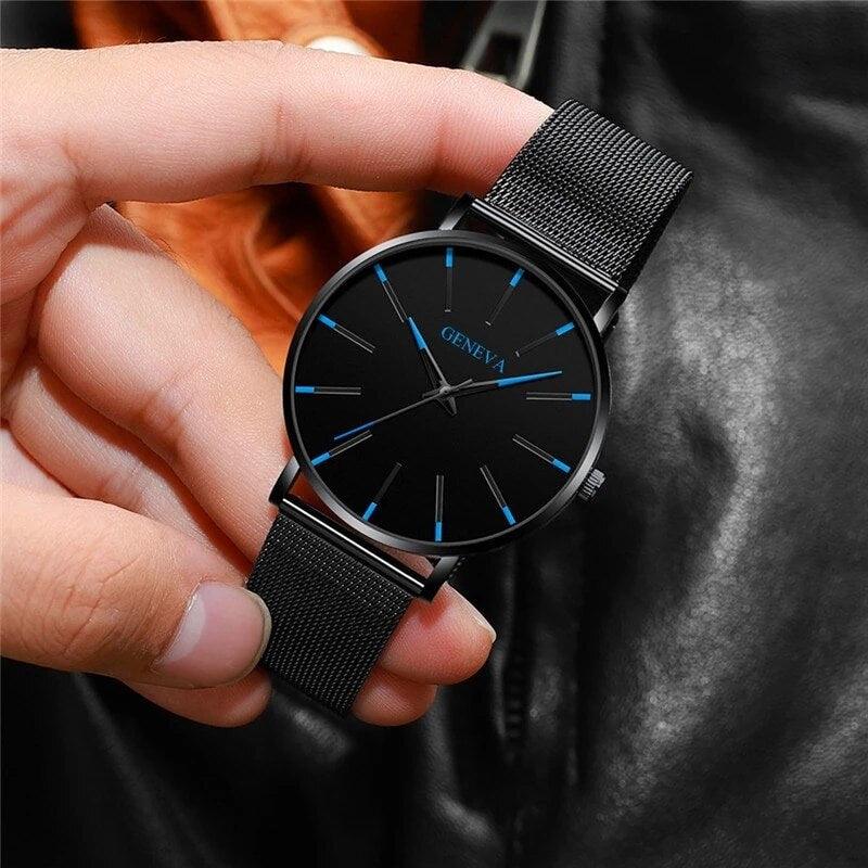 Relógio De Quartzo Geneva Elegante Minimalista Black