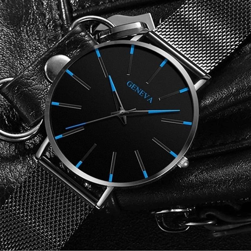 Relógio De Quartzo Geneva Elegante Minimalista Black
