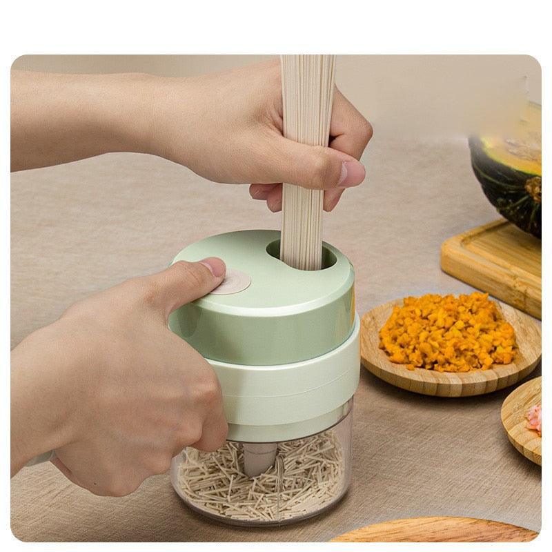 Triturador e Cortador de Legumes 4 em 1 Multifuncional Recarregável sem Fio