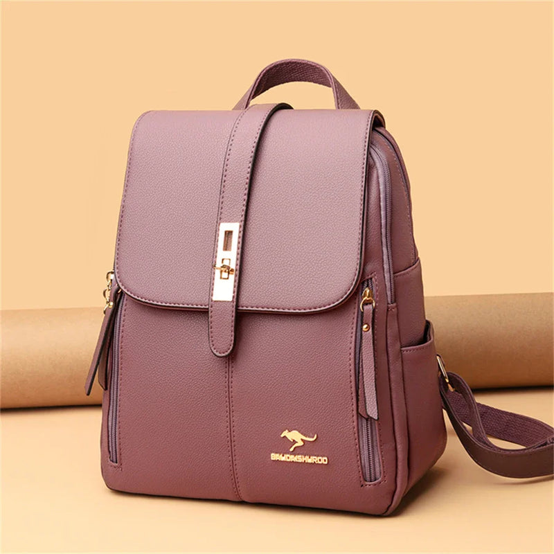 Mochila de Couro Casual Vintage