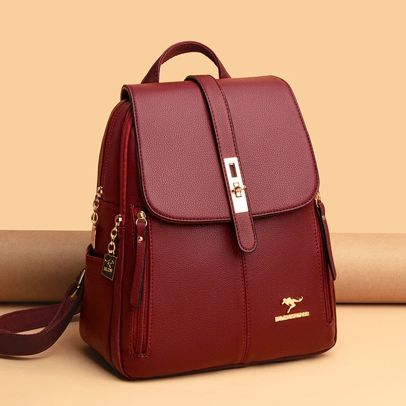 Mochila de Couro Casual Vintage